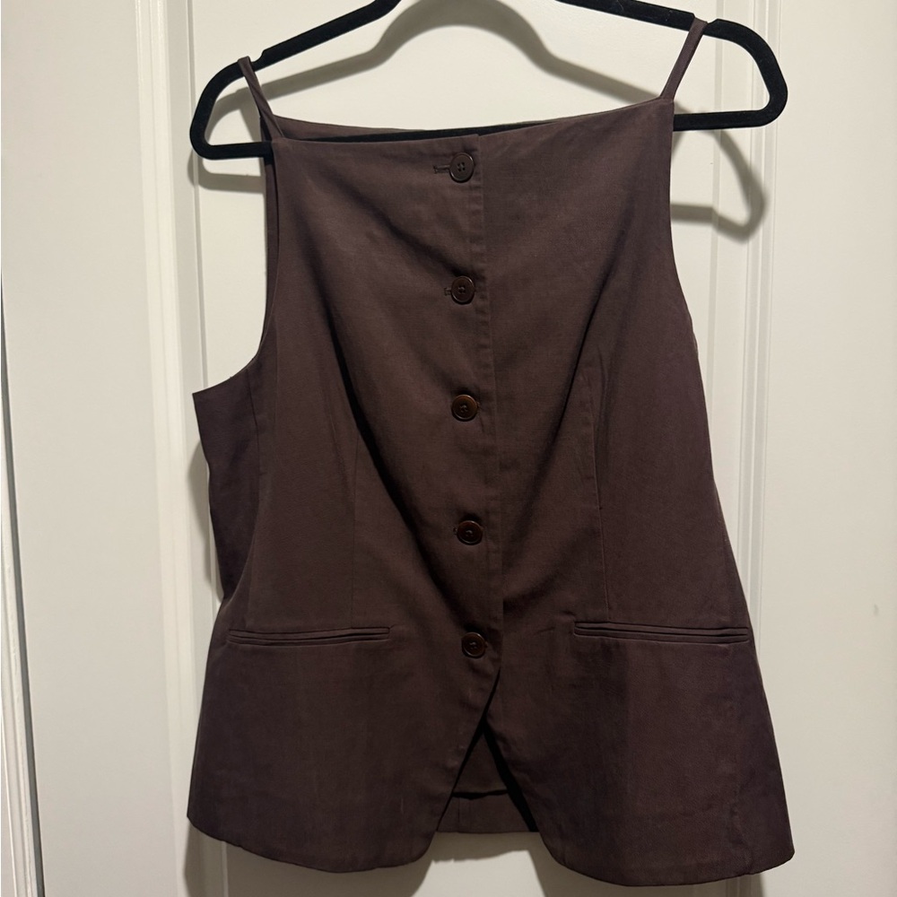 Madewell Brown Button-Front Vest